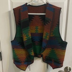 Vintage Aztec Eagle River Traders Wool Blend Women’s Vest Size 16 Western Spring